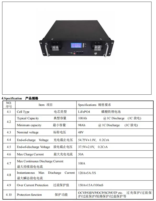 datasheet of 51.2V100Ah