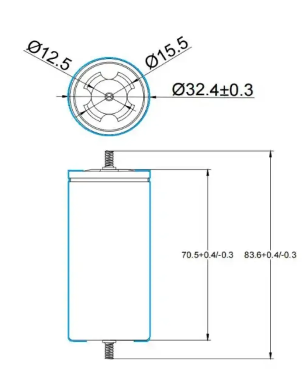 dimension of 32700 3.2V6000mah lifepo4 battery