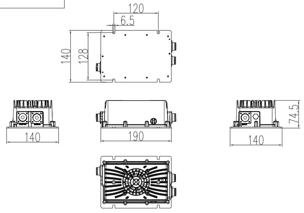 dimension of 800W fully sealed battery charger